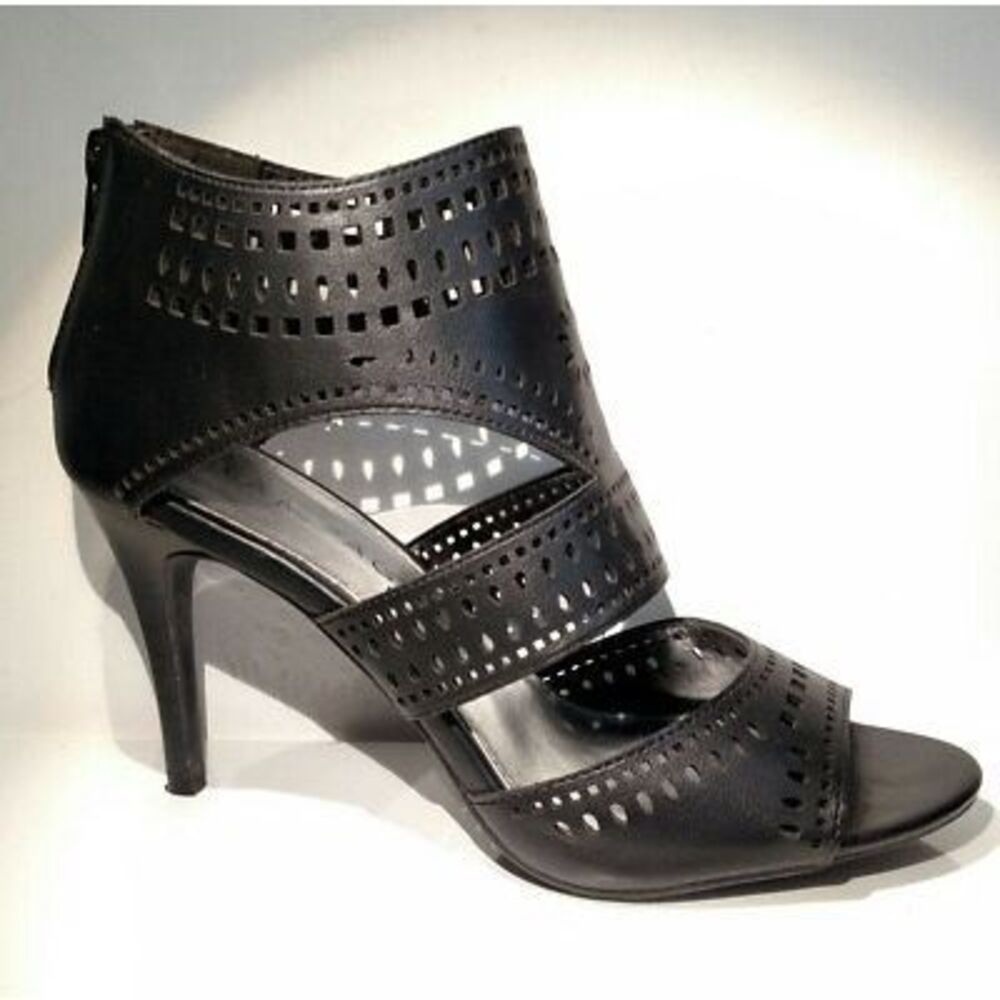 RAMPAGE Women’s Black Laser Cut Strappy High Heel Sandals Size 9M